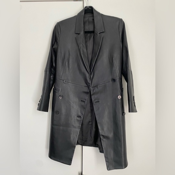 Theory Bristol Lamb Leather Double Breasted Dress Trench Coat Size 6 $1300 - Picture 1 of 15